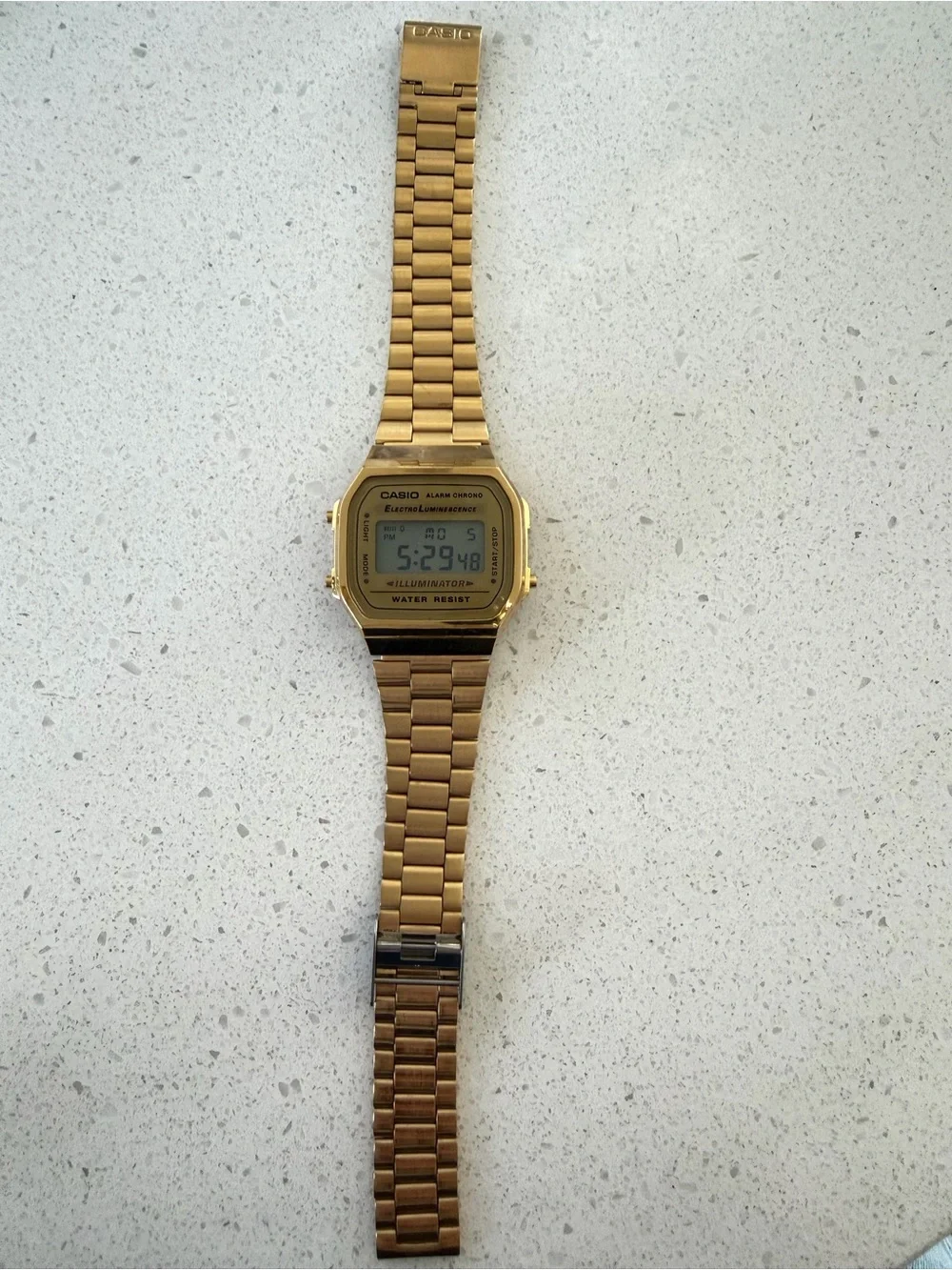 Casio Gold Digital Illuminator Stainless Steel Bracelet Watch